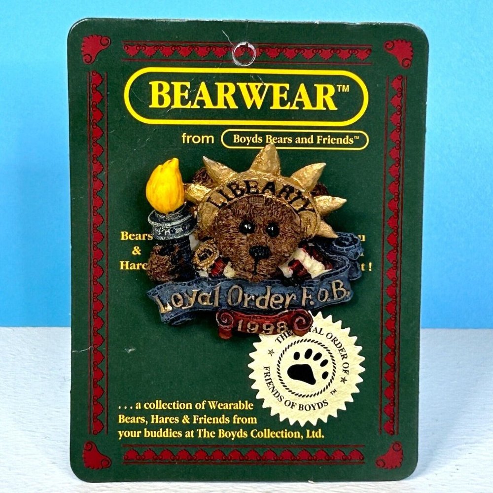 Bearwaer by Boyd's Bears Pin "Loyal Order Of F.O.B." Vintage 1998‎ Brooch